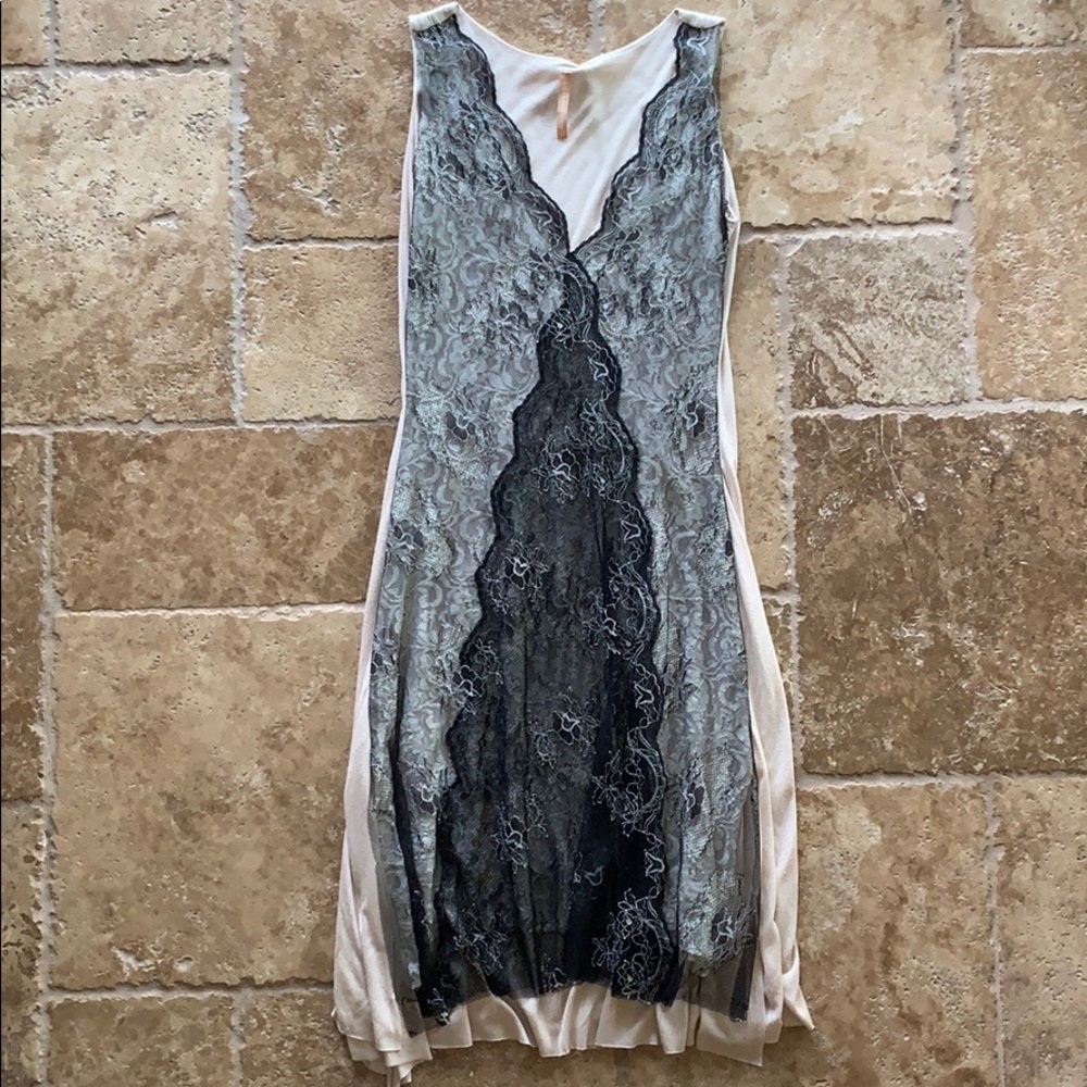 Loy and Ford black and nude lace midi dress